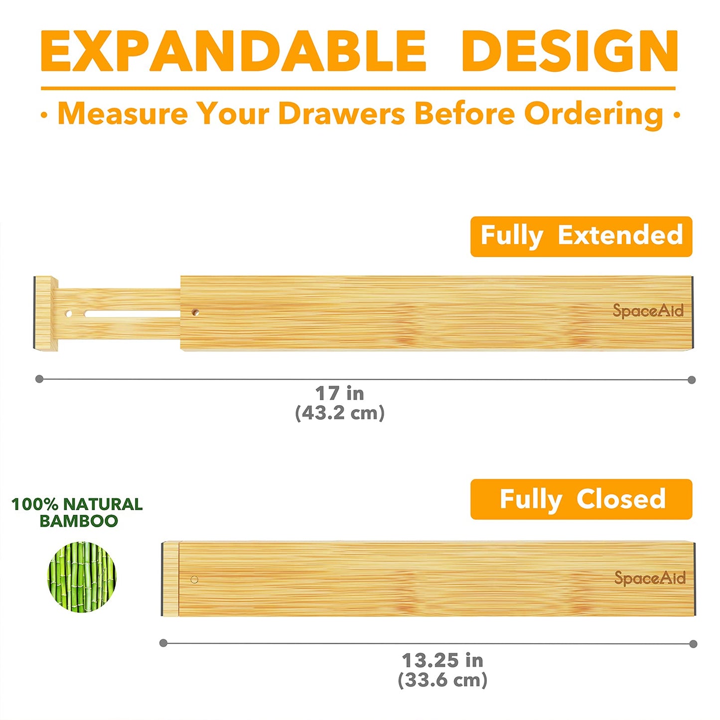 SpaceAid Bamboo Drawer Dividers (Need 2.35" Deep Drawer) Kitchen Adjustable Drawer Organizers