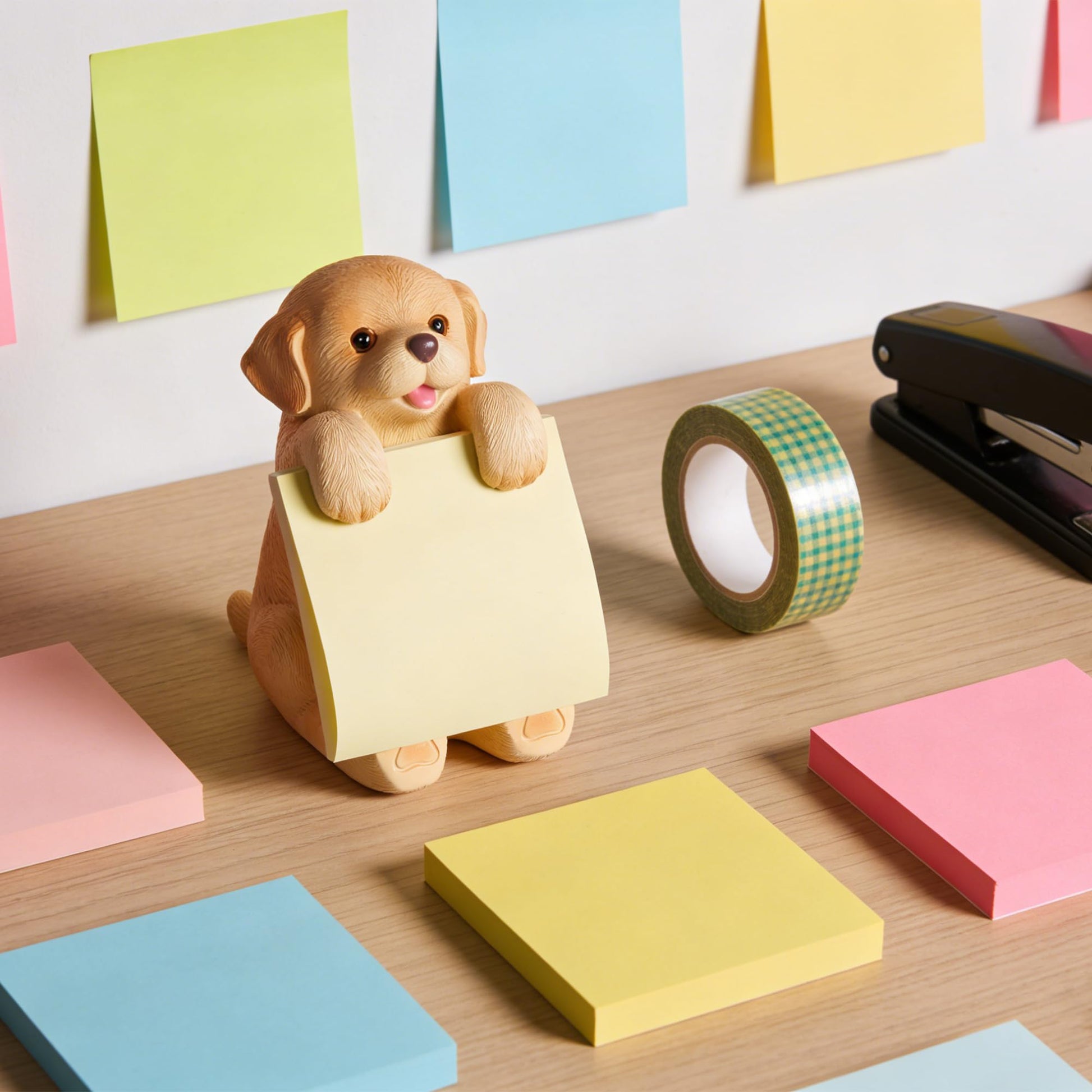 HORTIX Dog Pop-Up Sticky Note Dispenser for 3x3 in Notes, Golden Retriever