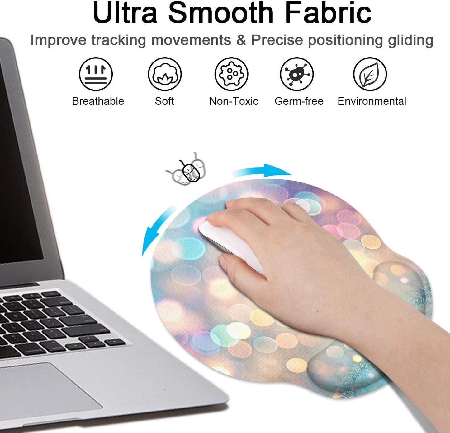 Britimes Ergonomic Mouse Pad Set with Wrist Rest, Glitter Gold