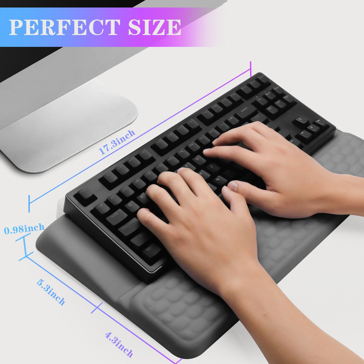 Computer Keyboard Stand with Wrist Rest, Ergonomic Tilted Keyboard Holder - Keyboard Riser with