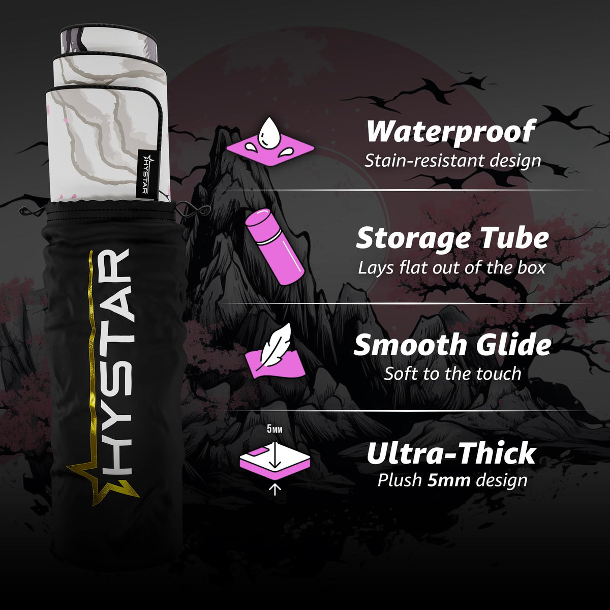 Hystar® Extended Gaming Mouse Pad | XXL 36" x 16" | 5mm Thick, Waterproof Surface, Smooth Polyester