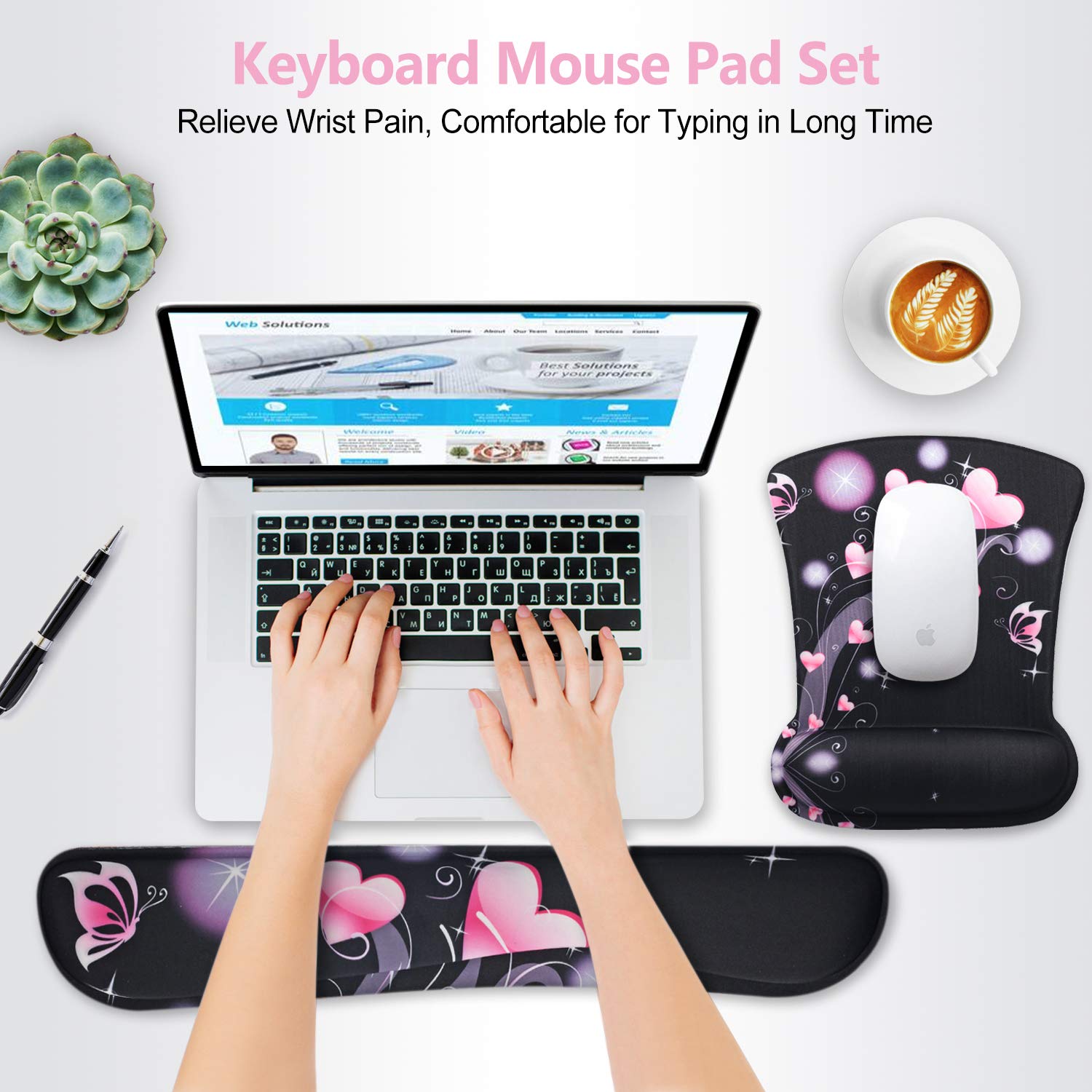 ToLuLu Keyboard Wrist Rest Pad Ergonomic Mouse Pad Set, Cute Mousepad