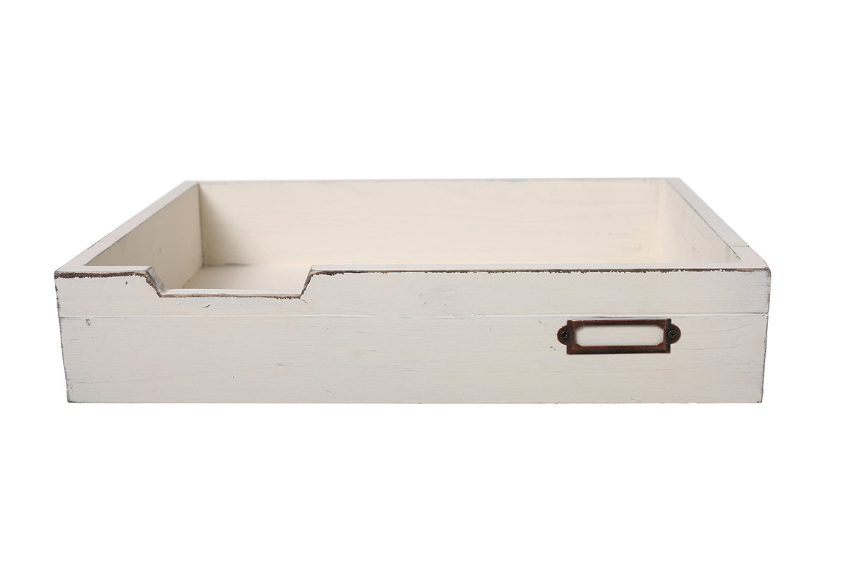 MyGift Vintage White Wood Stackable Letter Tray, Desktop Document Organizer