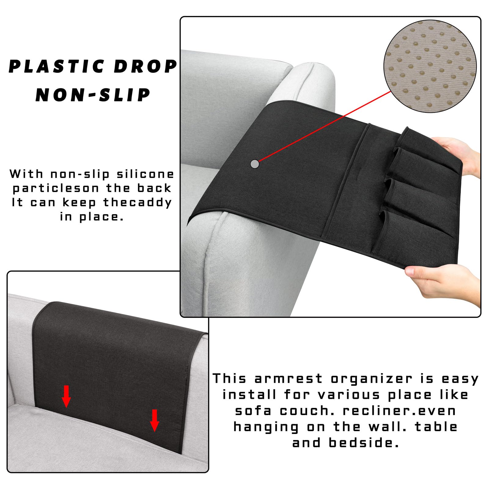 Remote Control Holders for Armchairs, Couch Caddy, Featuring Non-Slip Bases
