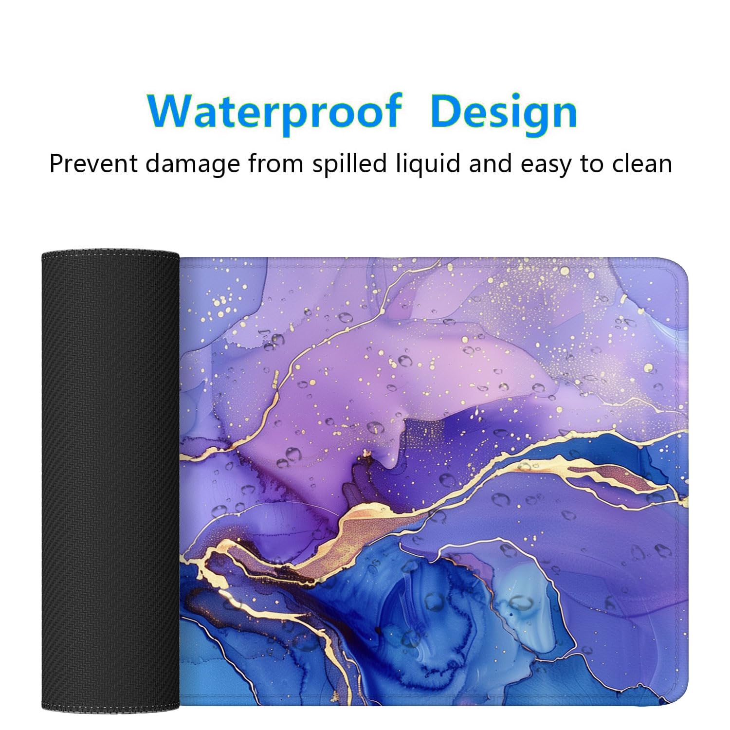 Purple Marble Gaming Mouse Pad Blue Gold Marbling Mousepad XL Large Gaming Mouse Pad Laptop