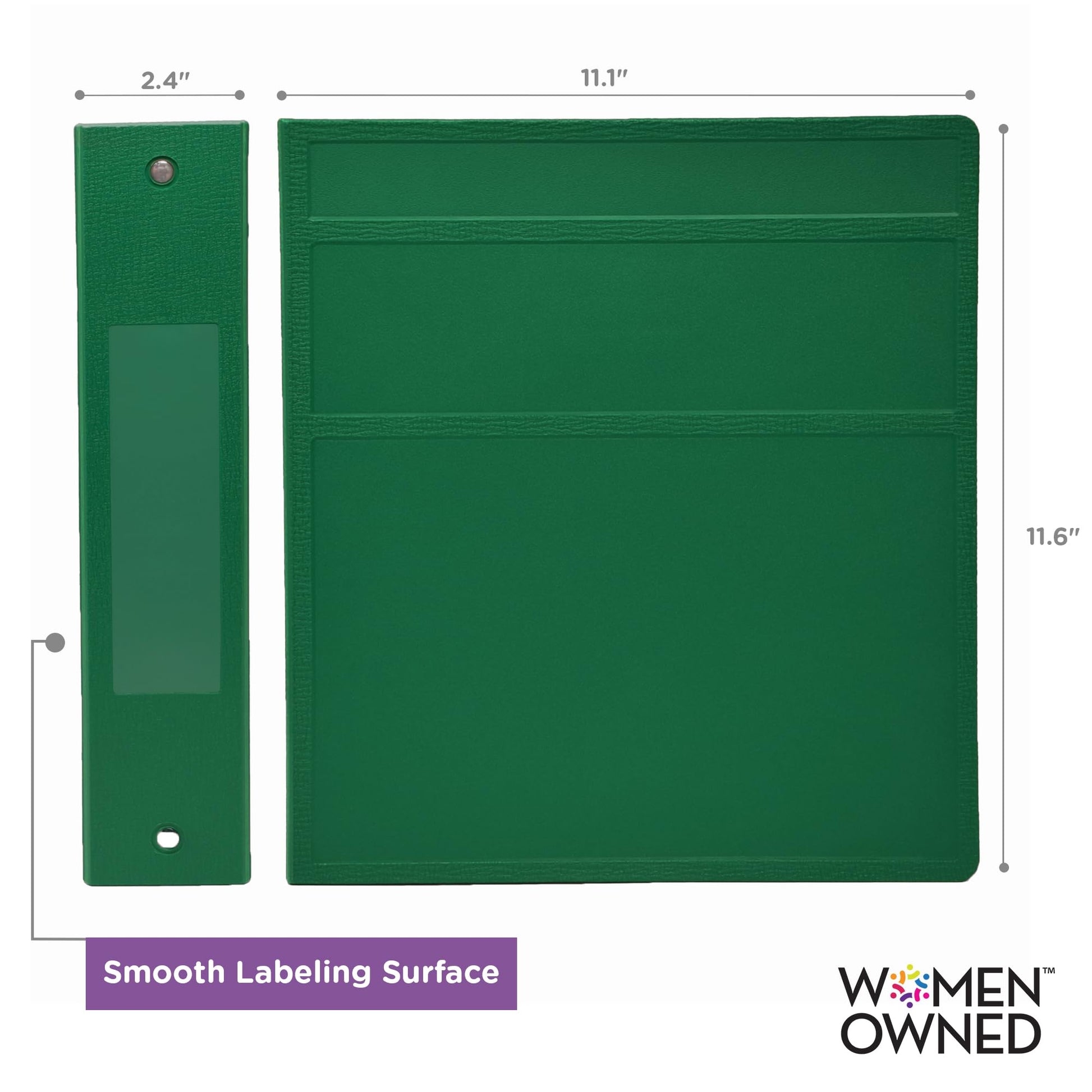 Carstens 2-Inch Heavy Duty 3-Ring Binder - Side Opening, Leaf Green, Durable Plastic, Precision
