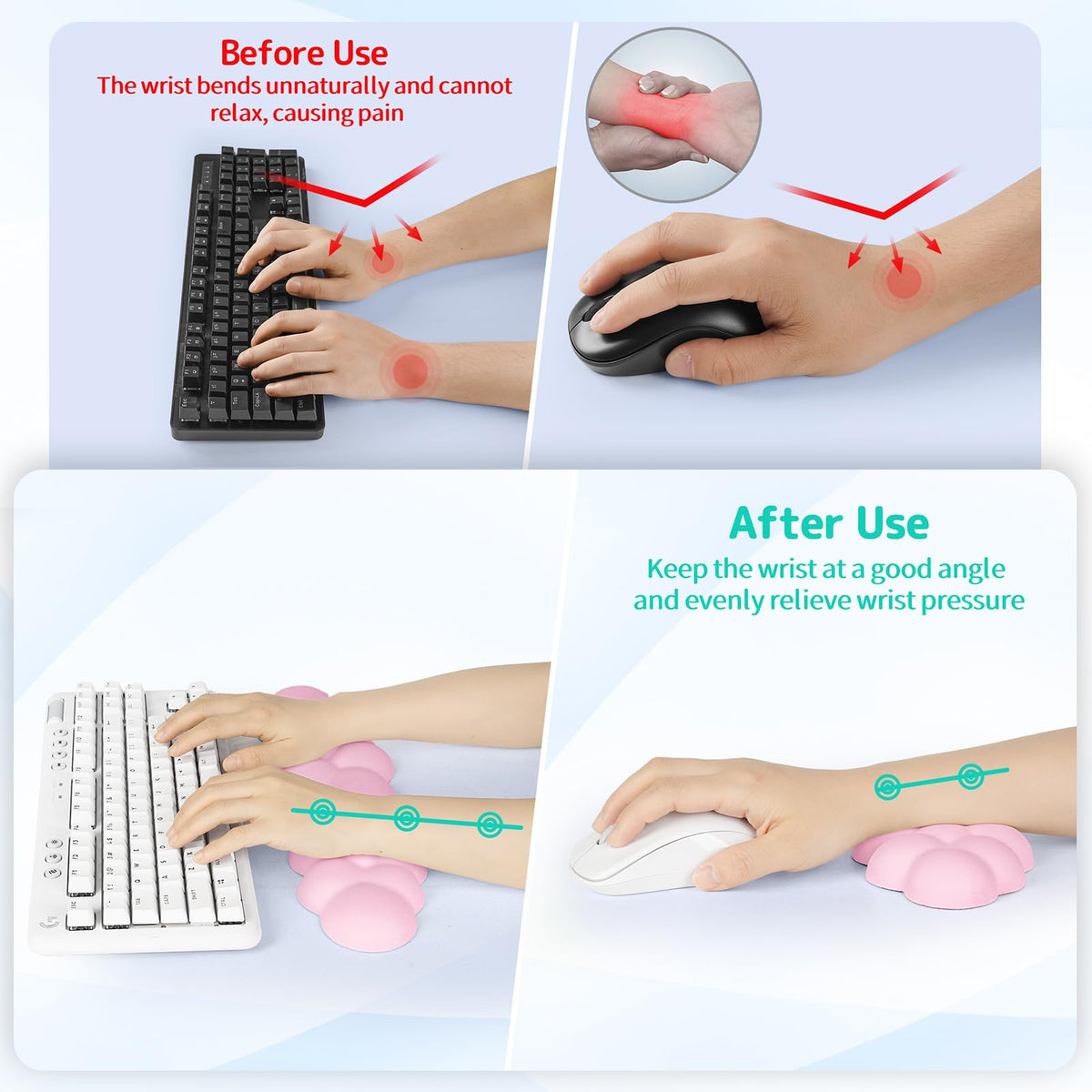 Sushret Cloud Wrist Rest Keyboard, Cloud Keyboard Wrist Pad Set with PU Leather Memory Foam, Cute