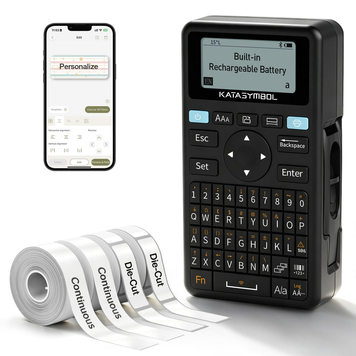 SUPVAN E11 Keyboard & Bluetooth Label Maker Machine with 4 Tapes