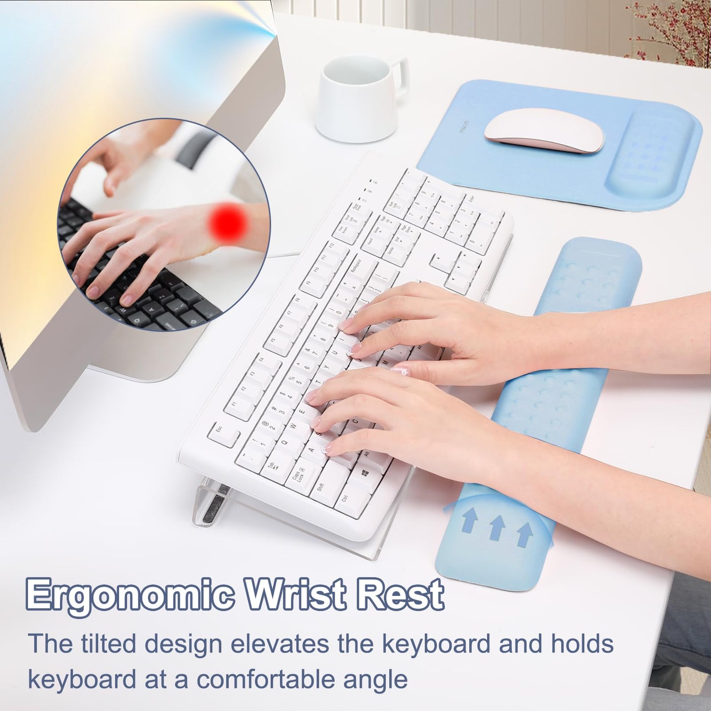 MOSISO Keyboard Stand&Wrist Rest Support for Keyboard &Mouse Pad Set