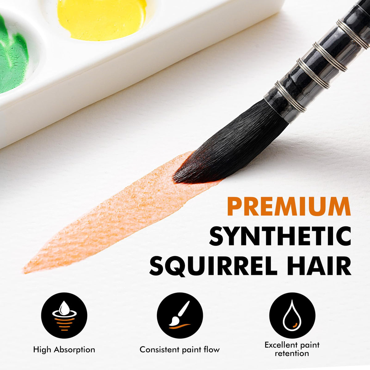 Watercolor Brushes Set, 3Pcs Fuumuui Round Quill Mop Fine Tips Watercolor Paint Brush, Soft