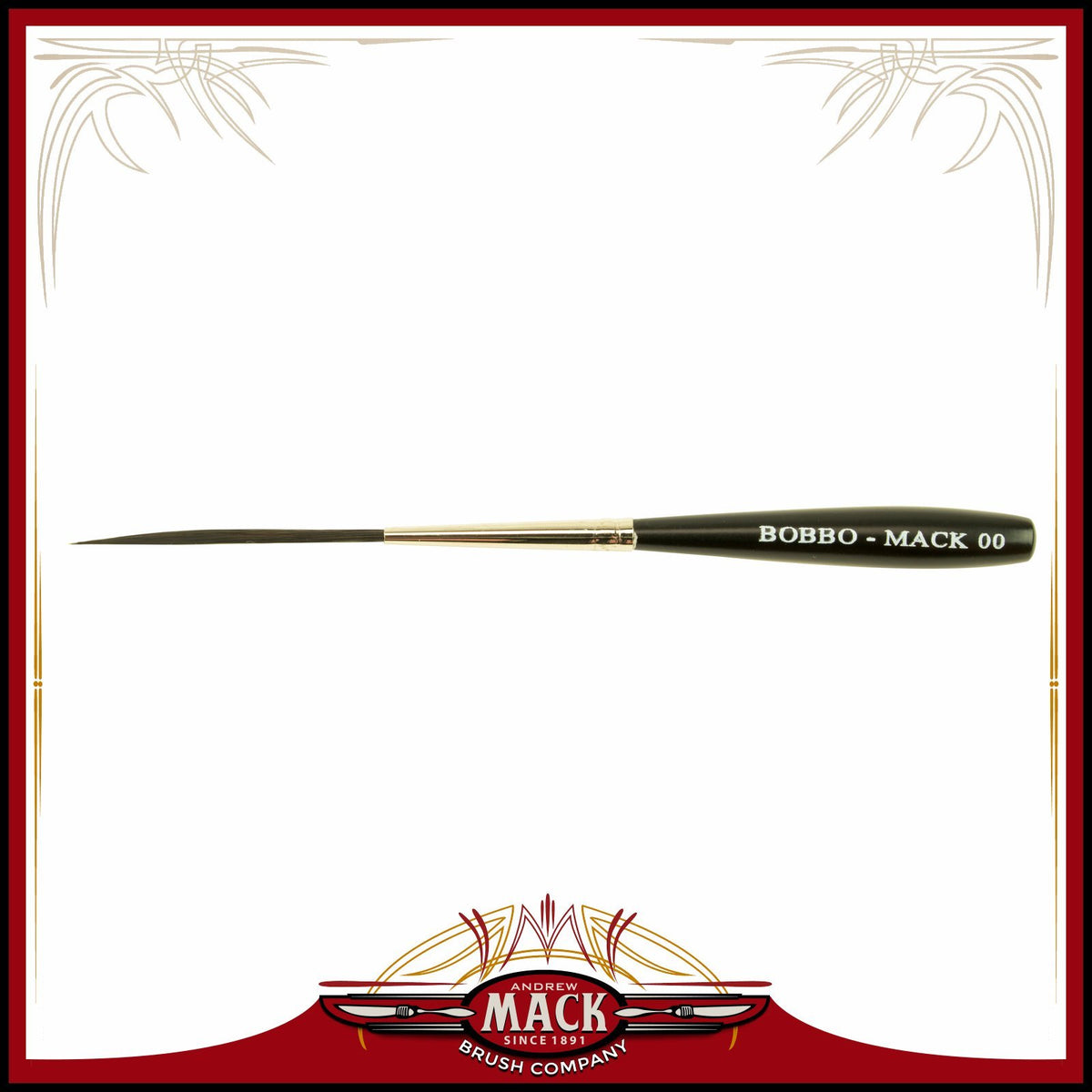 Size 00 Series Bobbo-Mack Super Quad 4 Action Scroll Pinstriper Brush Blue Squirrel & Black