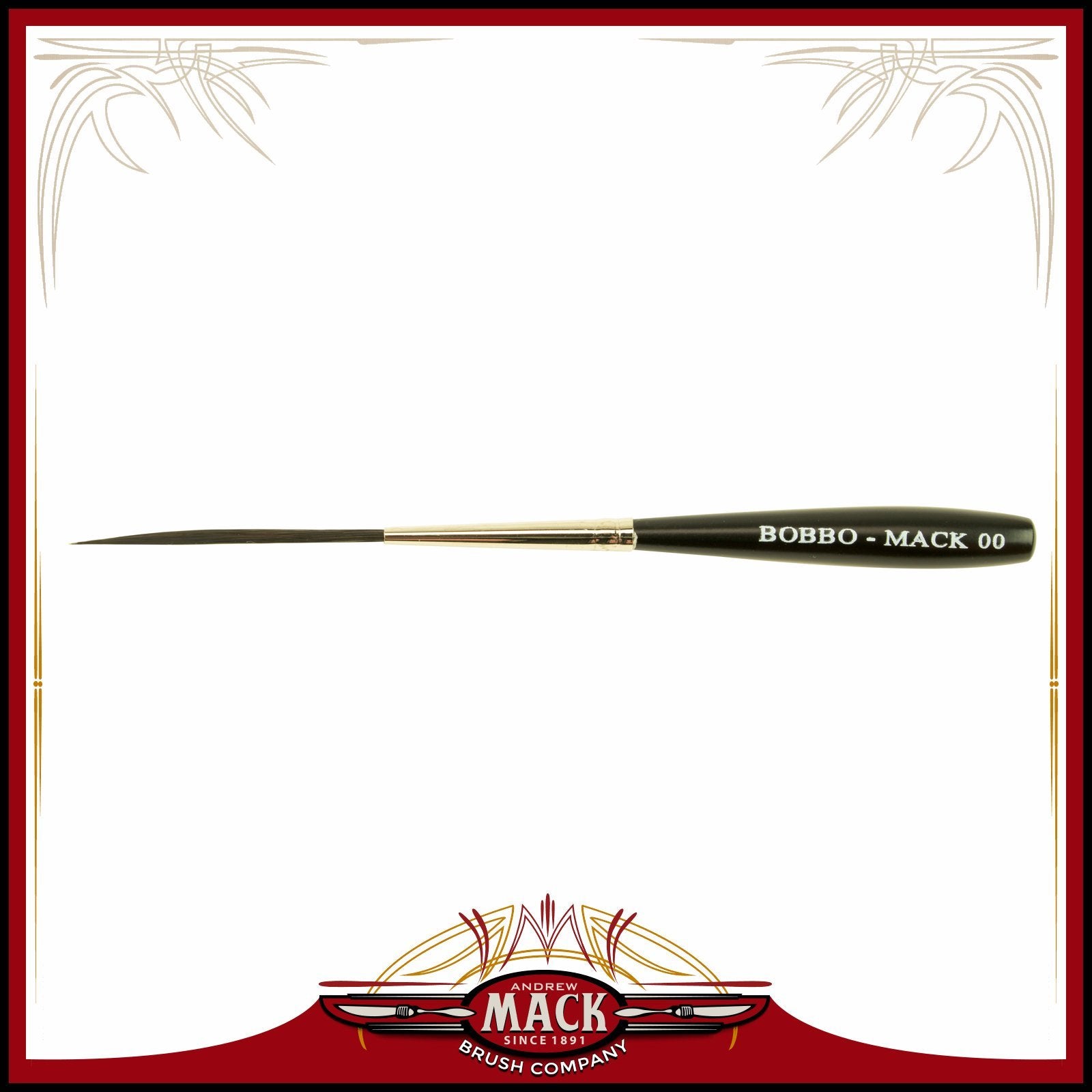 Size 00 Series Bobbo-Mack Super Quad 4 Action Scroll Pinstriper Brush Blue Squirrel & Black