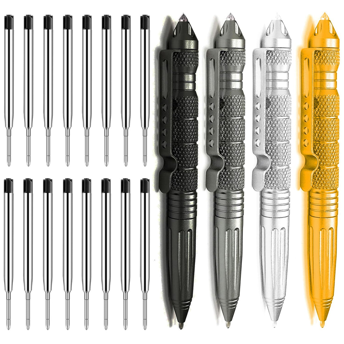 Origin-Joy 4 Pack Tungsten Steel Military Tactical Pen Set, Multifunctional EDC Self Defense Pen