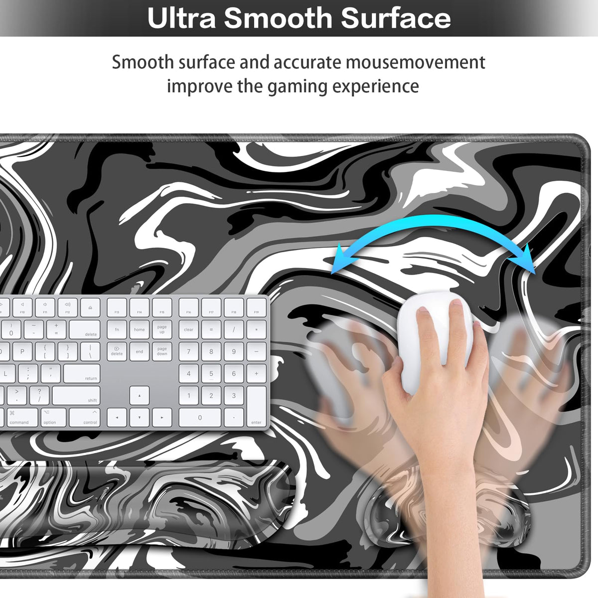 4 in1 Desk Mat Black, Large Gaming Mouse Pad with Wrist Rest,
