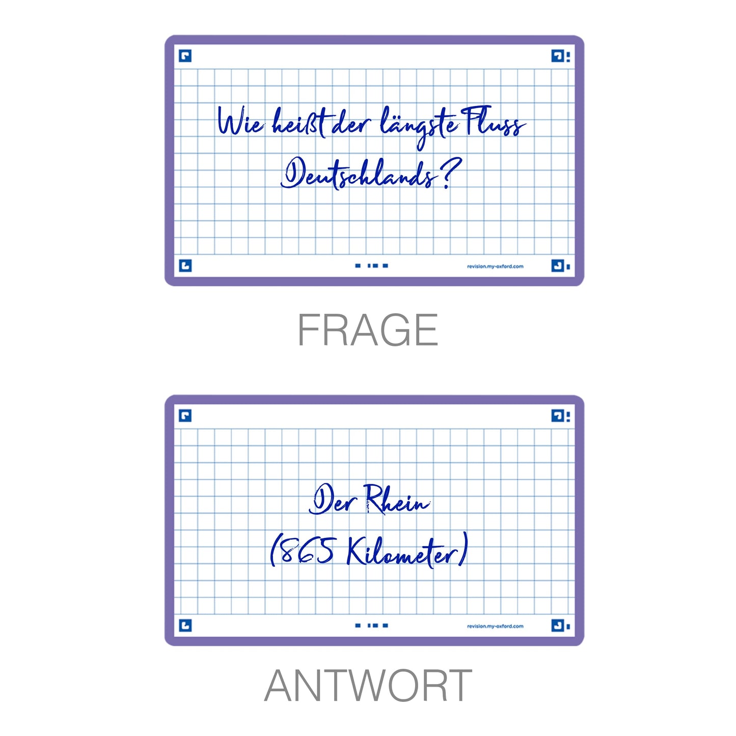 Oxford Flash 2.0 Pack of 80 Flash Cards Size 7/5 x 12.5 cm Small Squares on Both Sides - Navy Blue