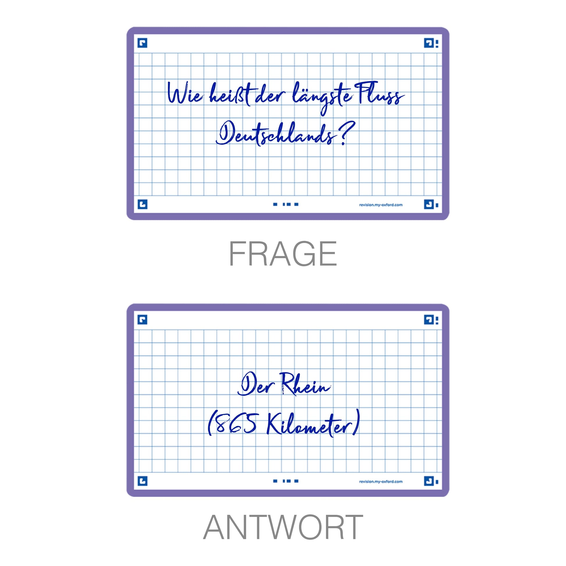 Oxford Flash 2.0 Pack of 80 Flash Cards Size 7/5 x 12.5 cm Small Squares on Both Sides - Navy Blue
