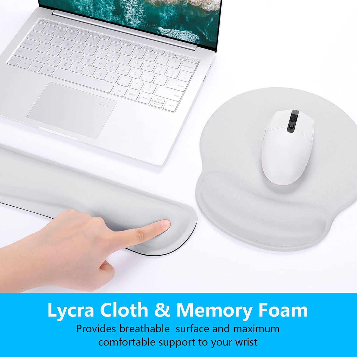 Dapesuom Keyboard Wrist Rest and Mouse Pad with Wrist Support, Memory Foam Cushion for Keyboard and
