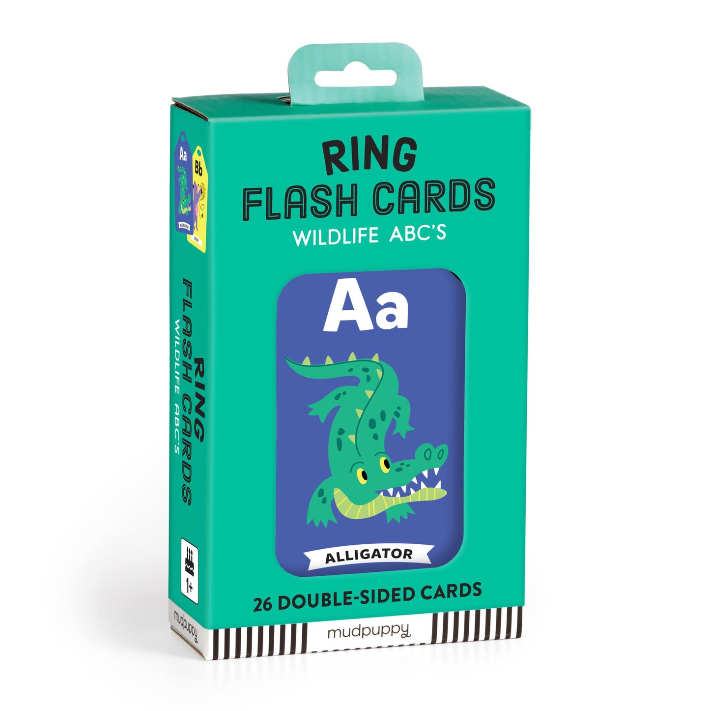 Mudpuppy Wildlife ABCs Ring Flash Cards for Kids - 26 Double-Sided Alphabet Flash Cards on a