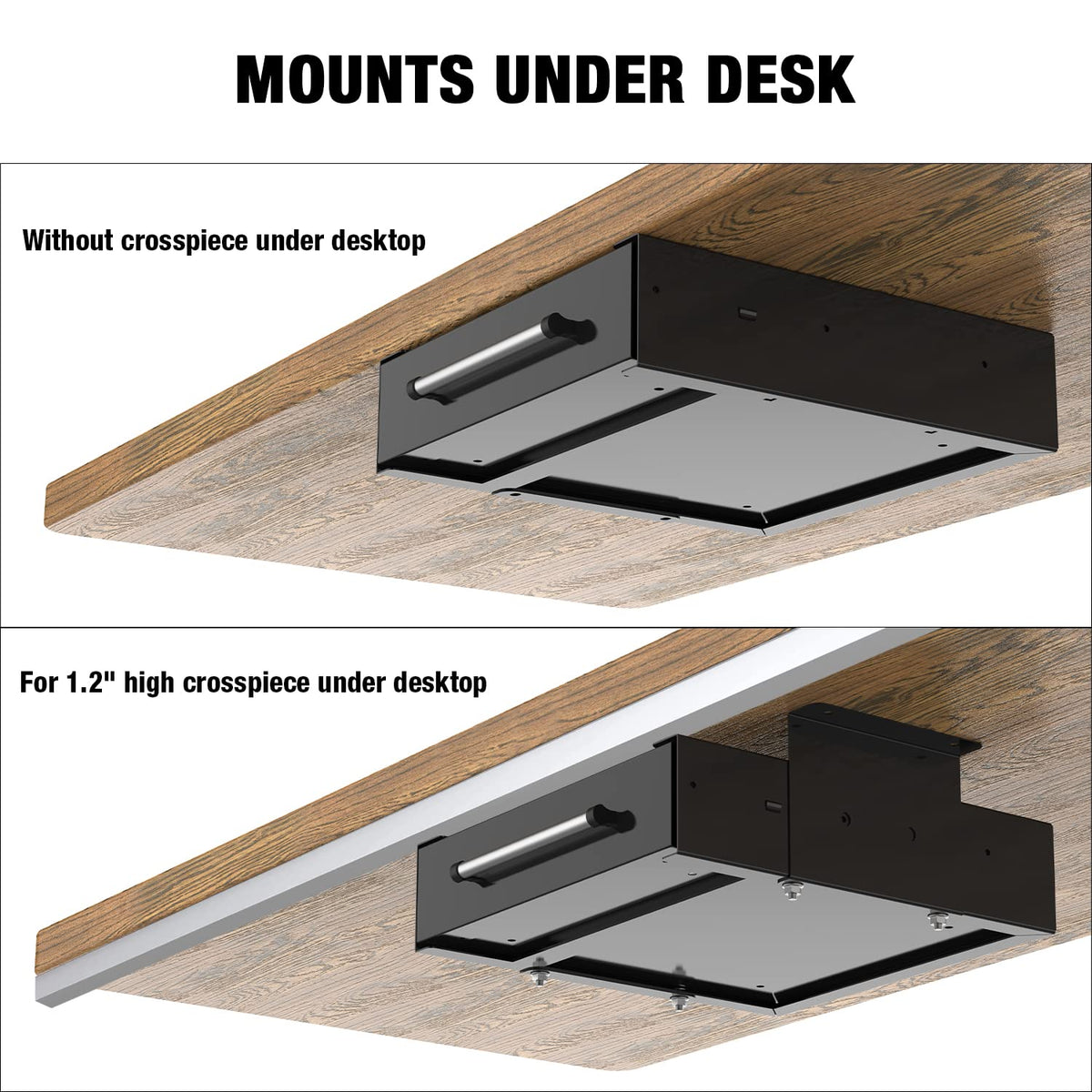 UNITEDPOWER Under Desk Drawer Storage, Pull-Out Office Hidden Counter Drawer, Metal Sliding