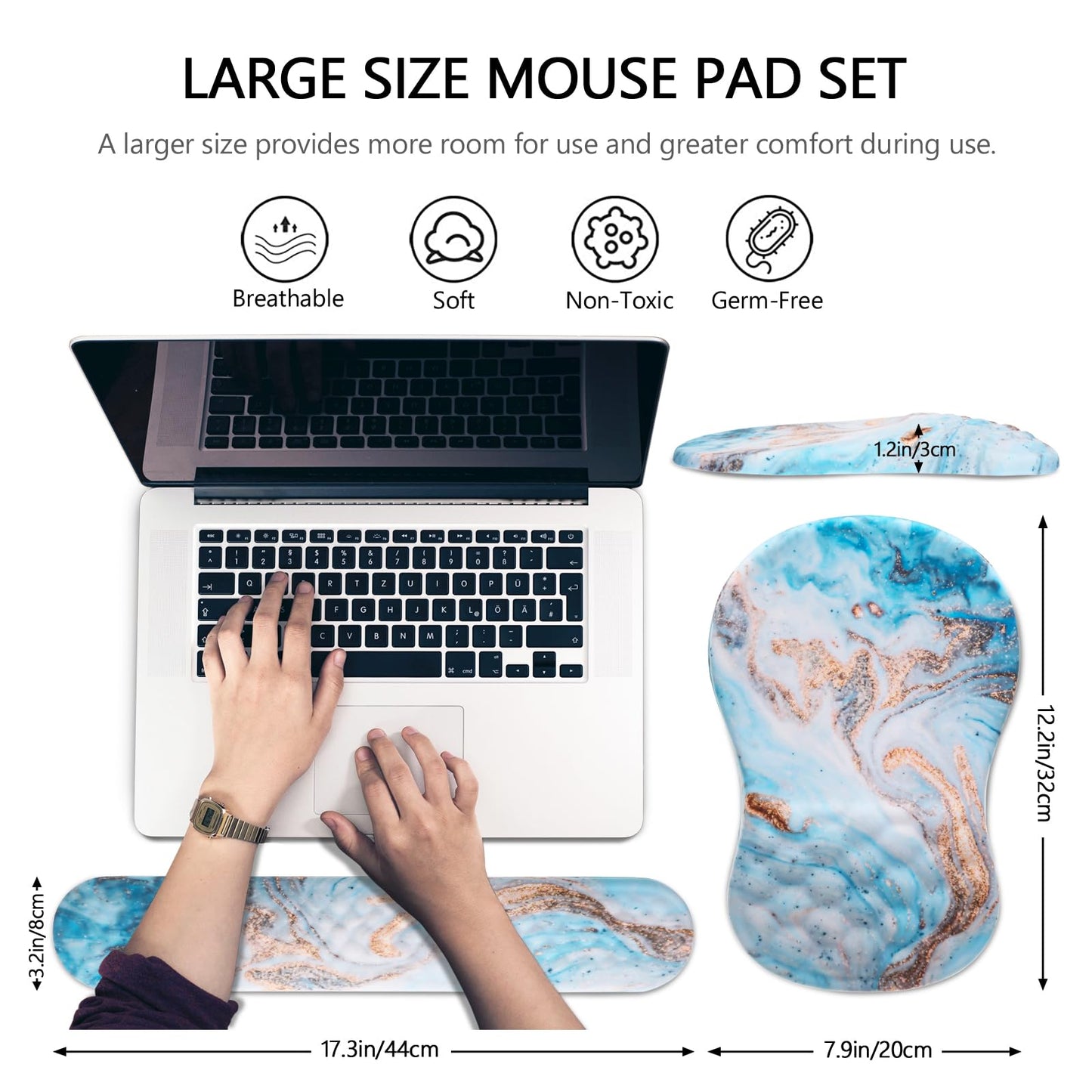Laokiiy Ergonomic Mouse Pad with Wrist Support and Keyboard Wrist Rest Set