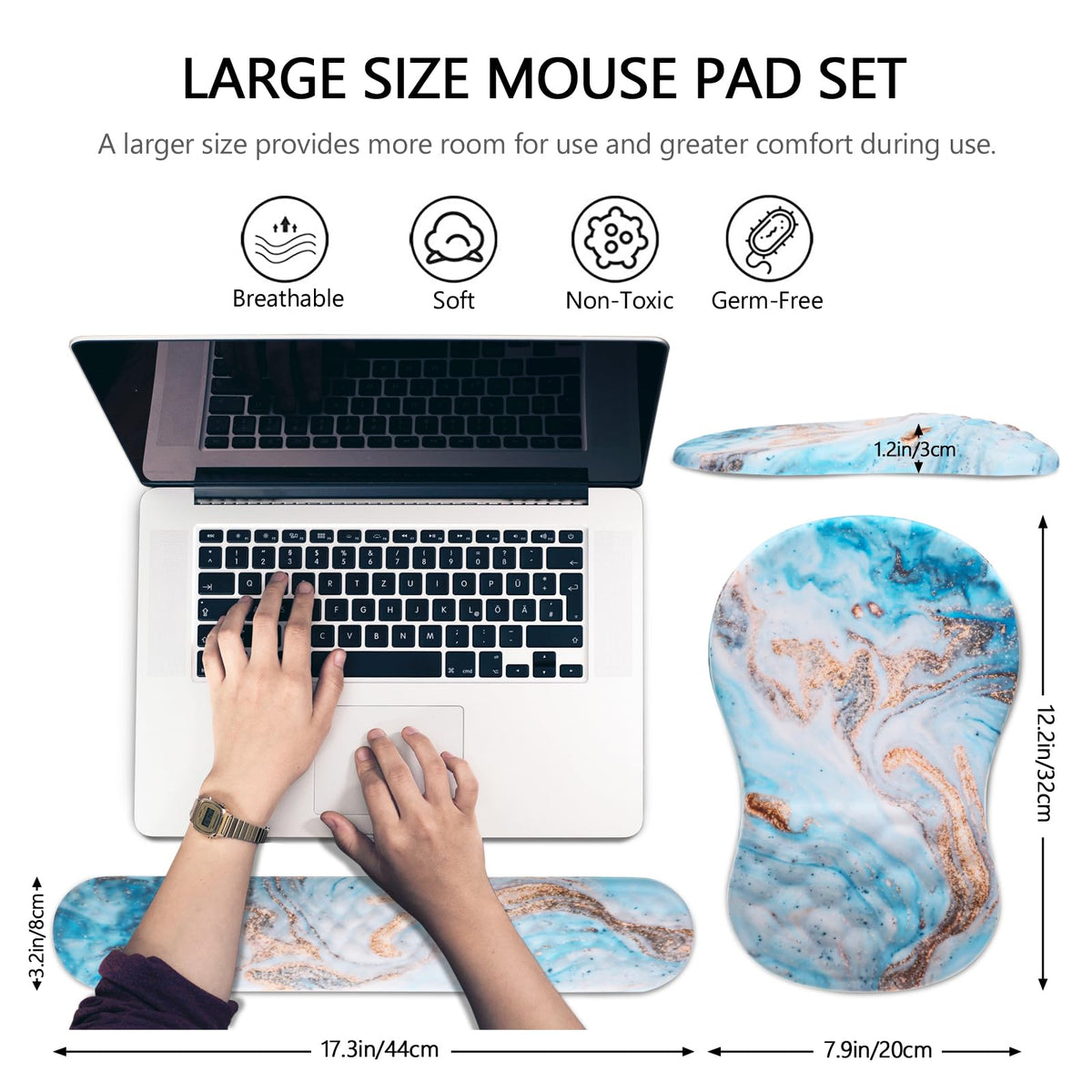 Laokiiy Ergonomic Mouse Pad with Wrist Support and Keyboard Wrist Rest Set