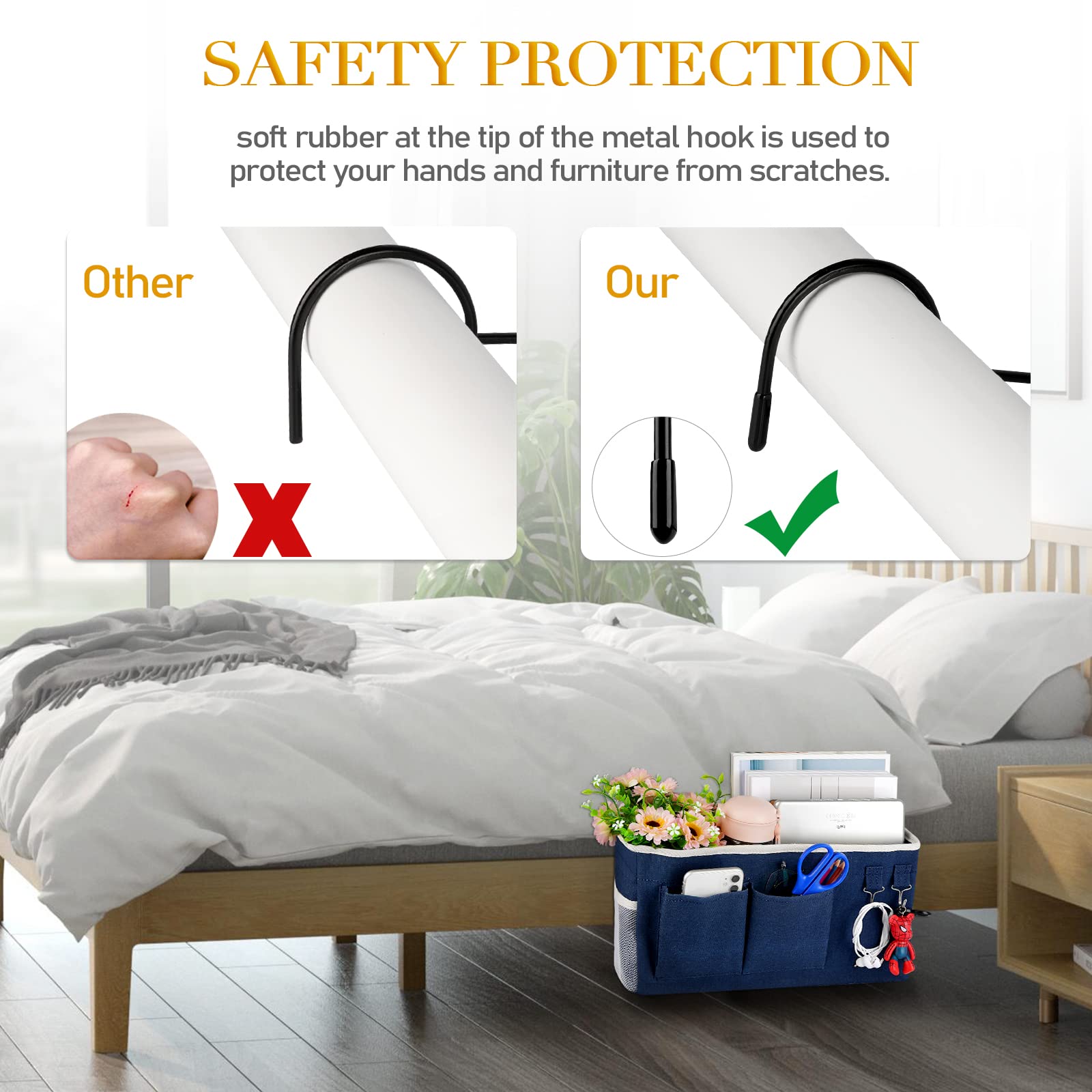 Ozzptuu Bedside Caddy Bedside Storage Bag for Headboards/Bunk Bed