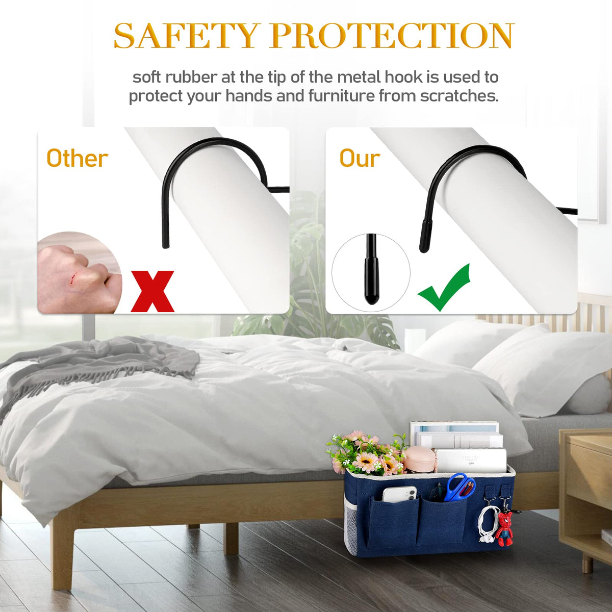 Ozzptuu Bedside Caddy Bedside Storage Bag for Headboards/Bunk Bed