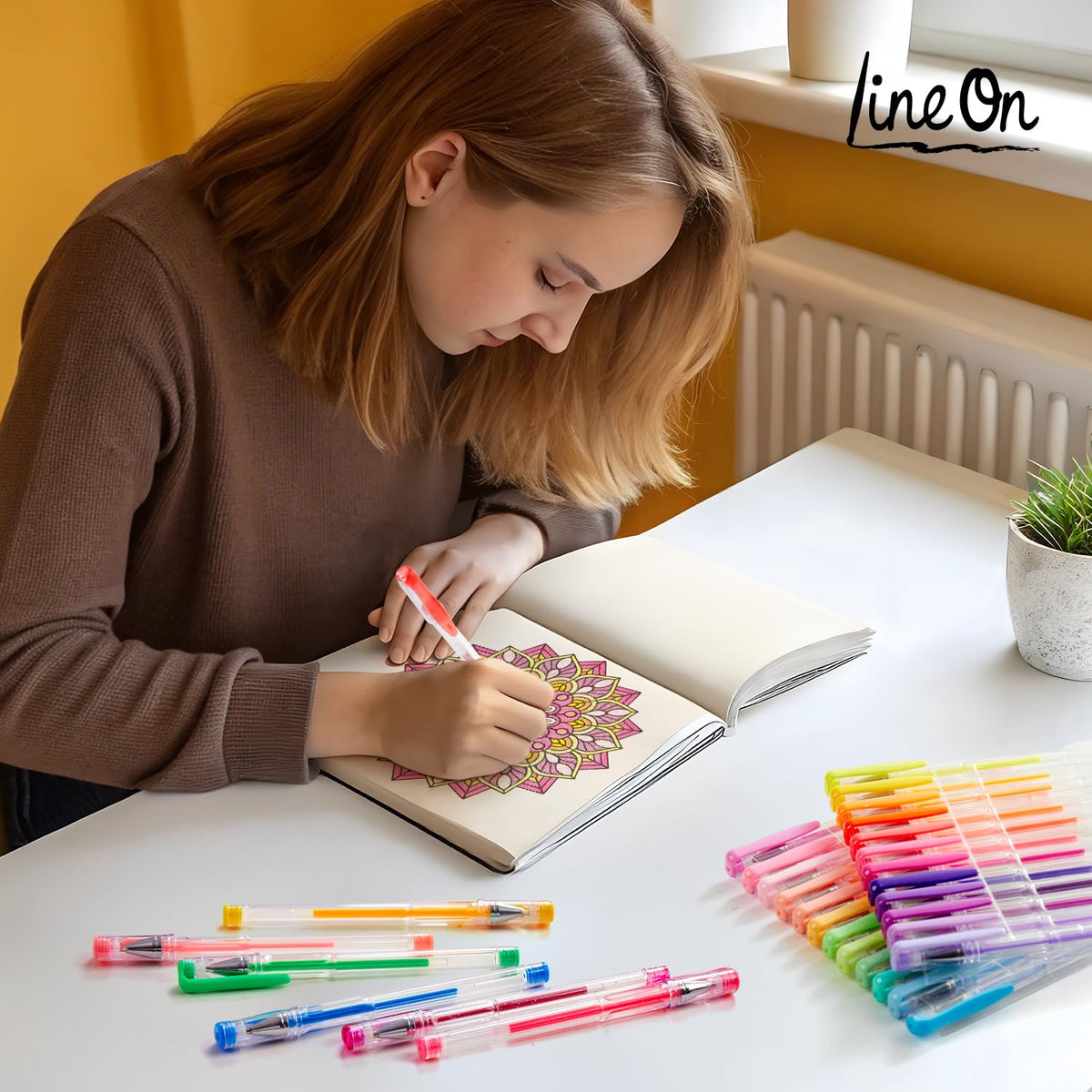 Lineon 108 Colors Gel Pens Set, Gel Pens for Adult Coloring Books Journals Drawing Doodling Art