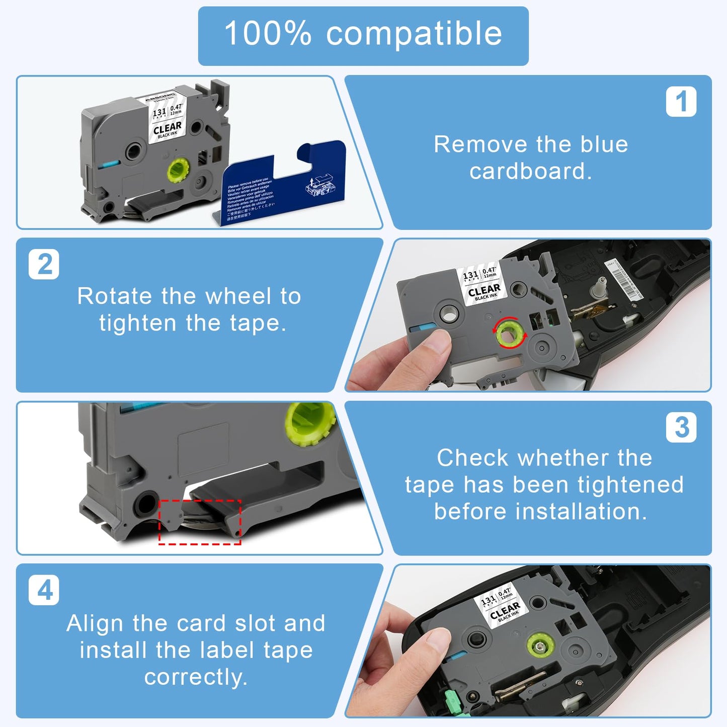 Tz-131 12mm 0.47 Laminated Clear Tape Compatible for Brother Tz TZe-131