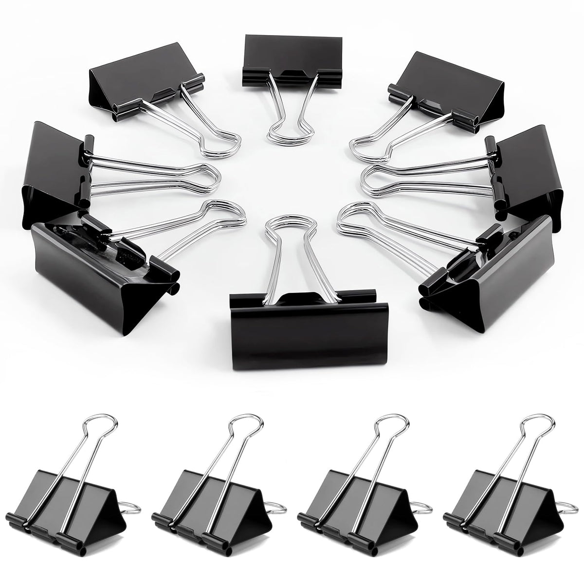 72Pack Medium Binder Clips,1inch Black Paper Clips Metal Bulk Clip