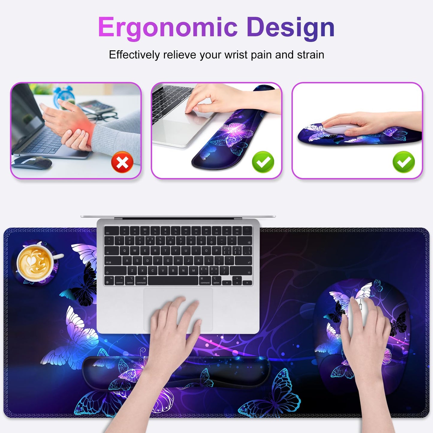 NXZGO Large Mouse Pad with Wrist Support 4in1 Set, XXL Game Mousepad + Keyboard Wrist Rest+Mouse