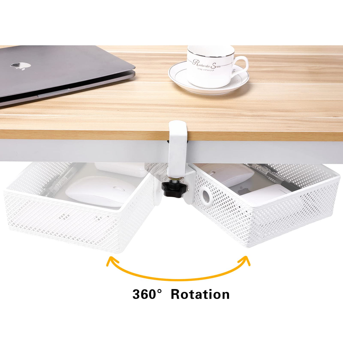 Under Desk Drawer, Clamp on Desk Organizer Hanging Desk Storage Under Table