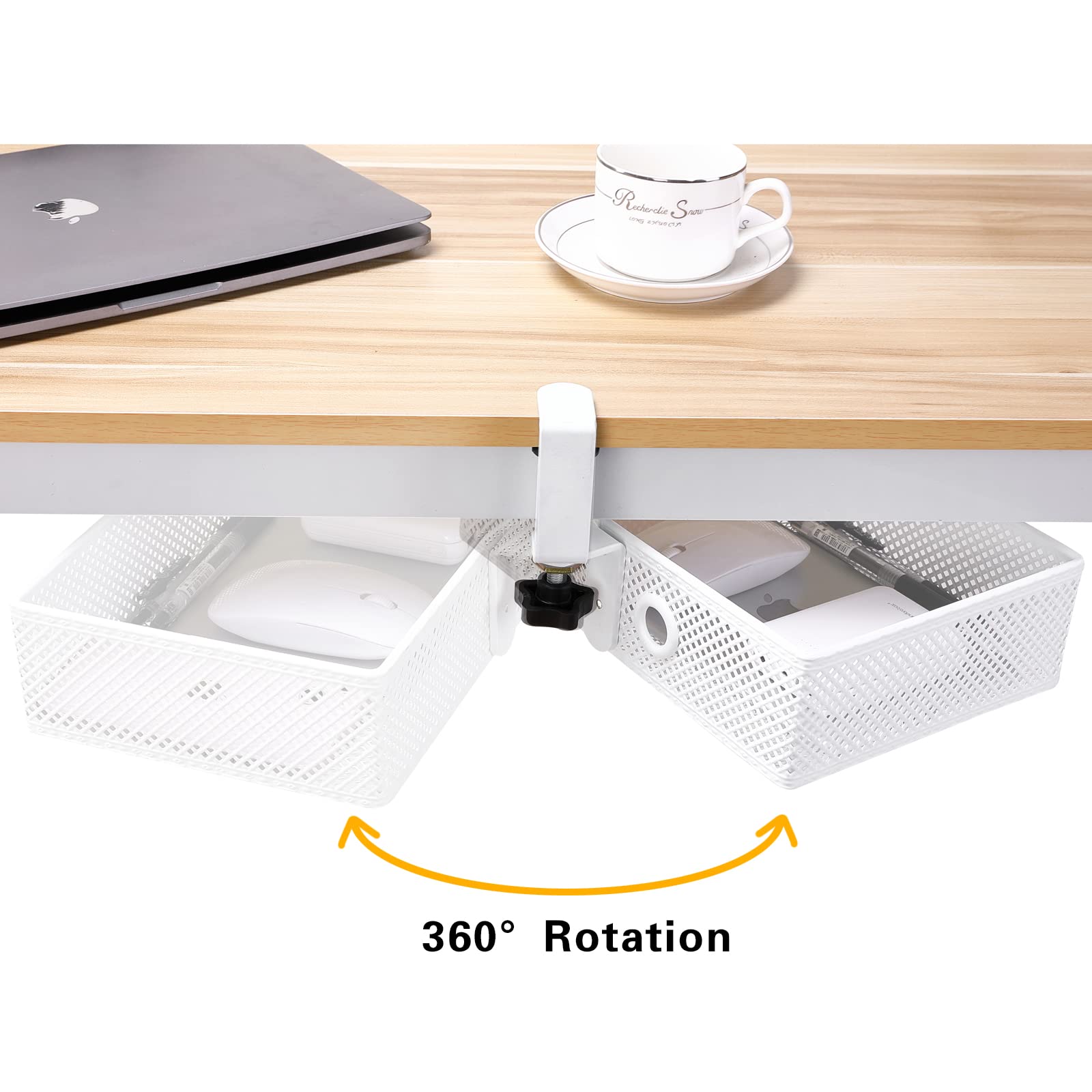 Under Desk Drawer, Clamp on Desk Organizer Hanging Desk Storage Under Table