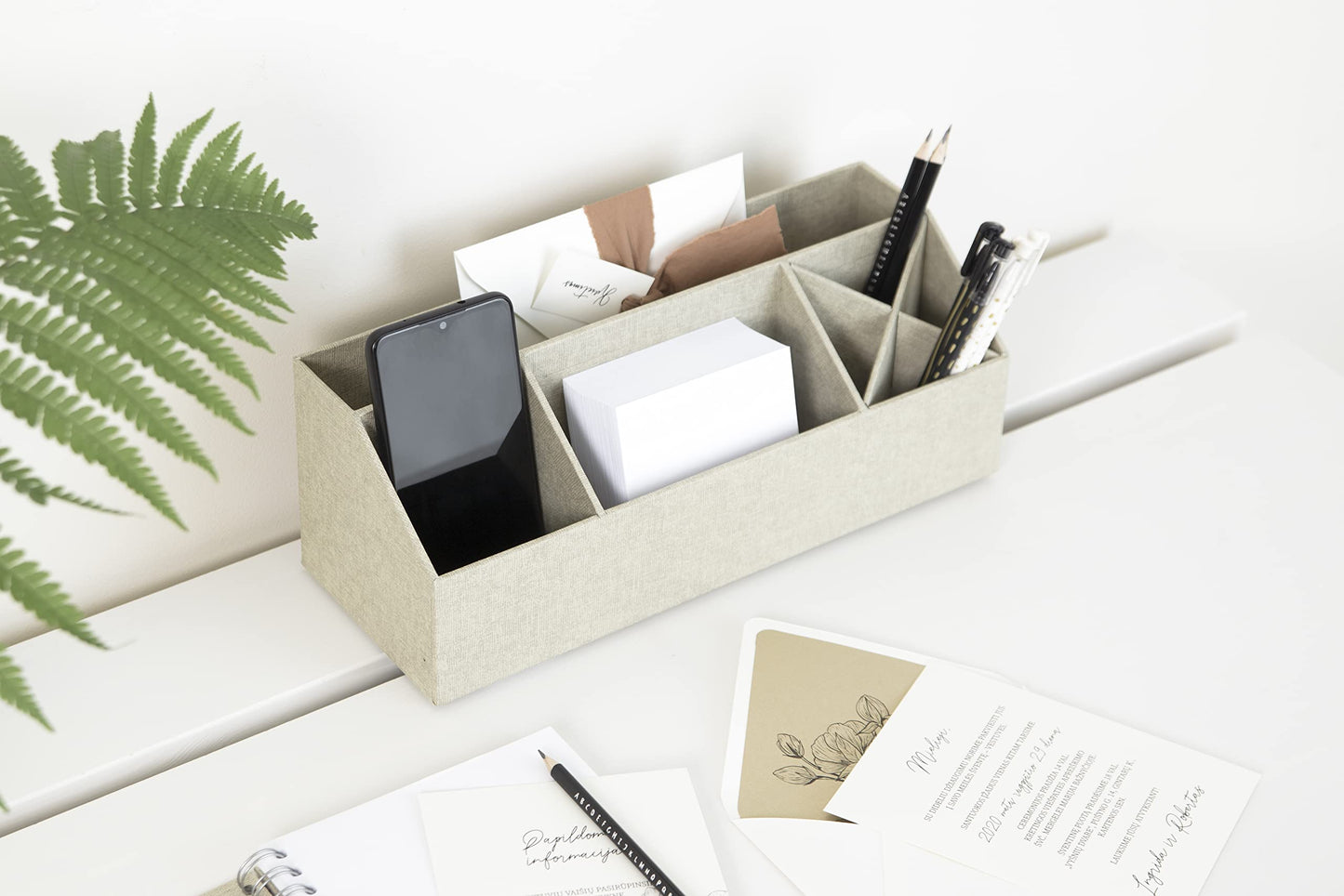 Bigso Box of Sweden Desk Storage Organiser with 4 Compartments - Stationery Storage for Notes