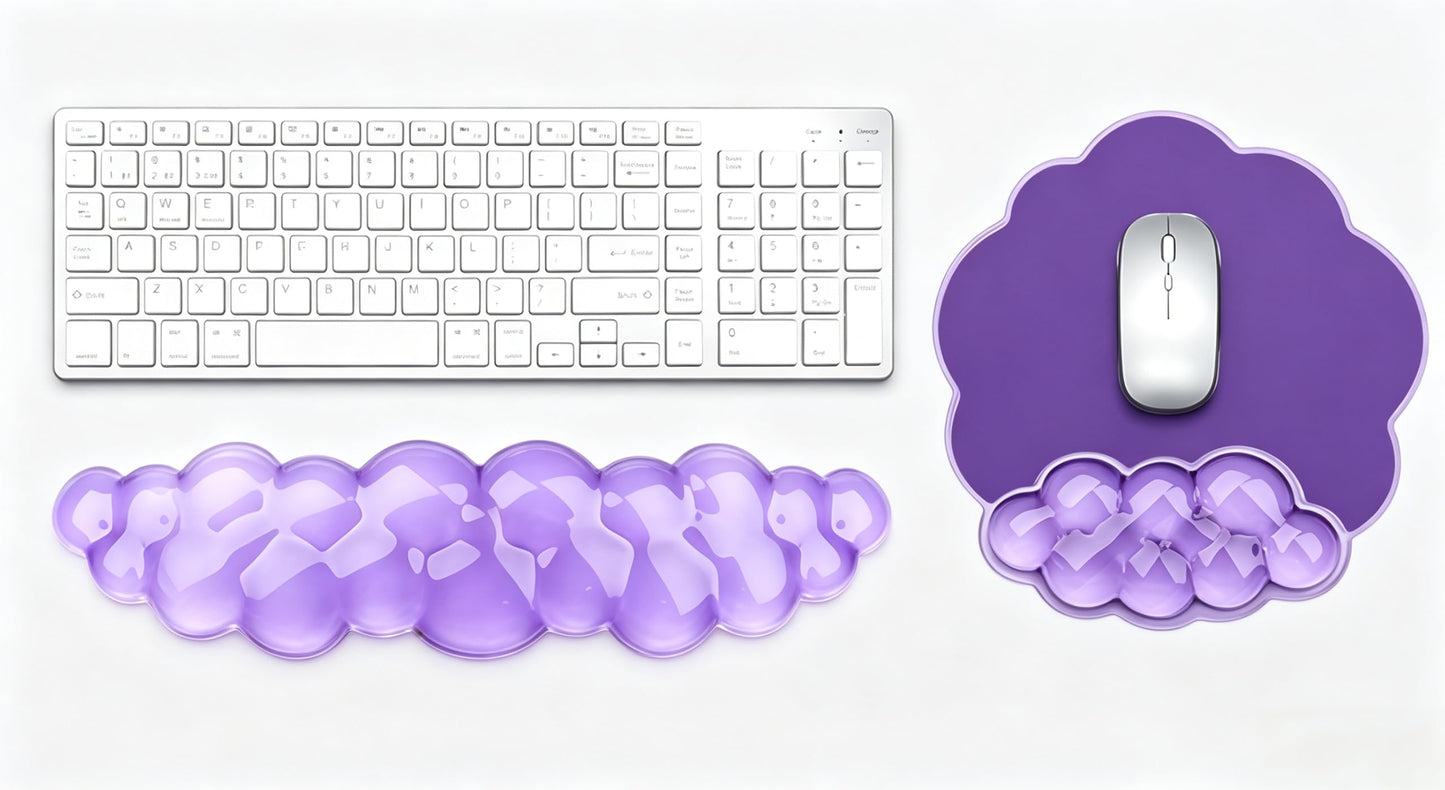 Aszqvd Mouse Pad with Wrist Rest, Soft Cloud Gel Keyboard Mouse Pad Set with Hand Wrist Support