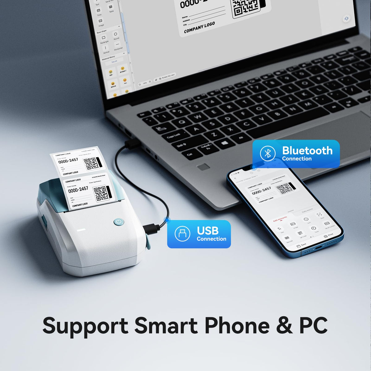 NIIMBOT B1 Label Maker,2 Inch Bluetooth Thermal Label Printer,Sky Blue