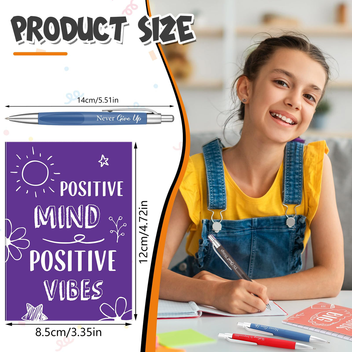 Yeaqee 72 Pcs Motivational Pen Notepad Gifts Bulk Set, Uplifting
