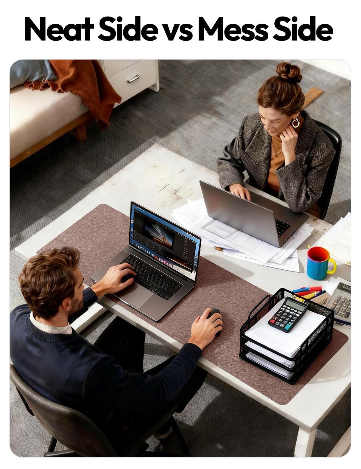 YSAGi Leather Desk Protector, Office Mat, Large Mouse Mat, Non-Slip PU Leather Blotter, Laptop Desk