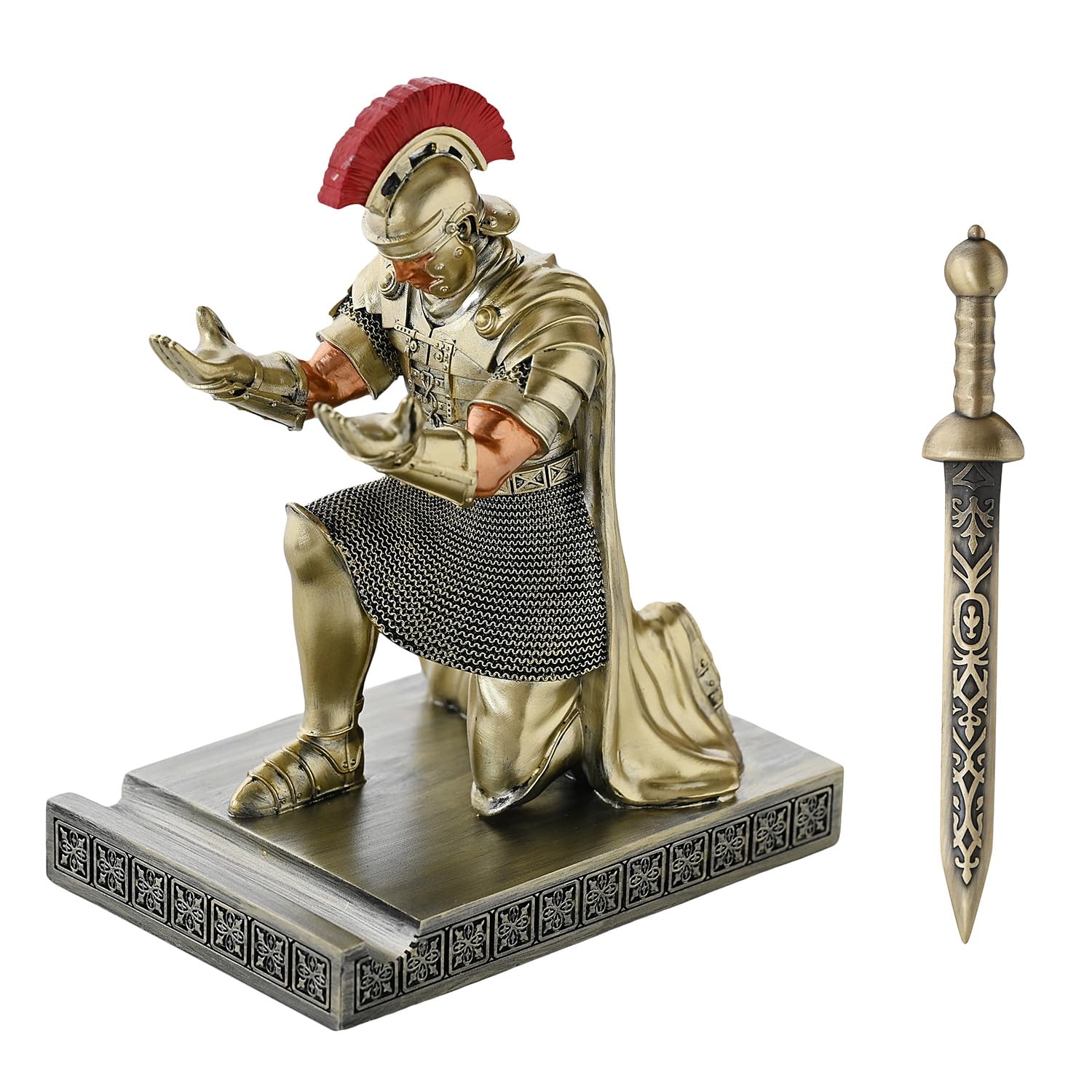 Roman Praetorian Prefect Warrior Knight Pen Holder Desk Ornament Bronze