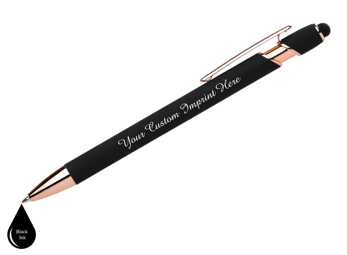 ExpressDesigns™ - Personalized Pens Gift Set - 2 Pack of Rose Gold Soft Touch Metal Pens w/gift box