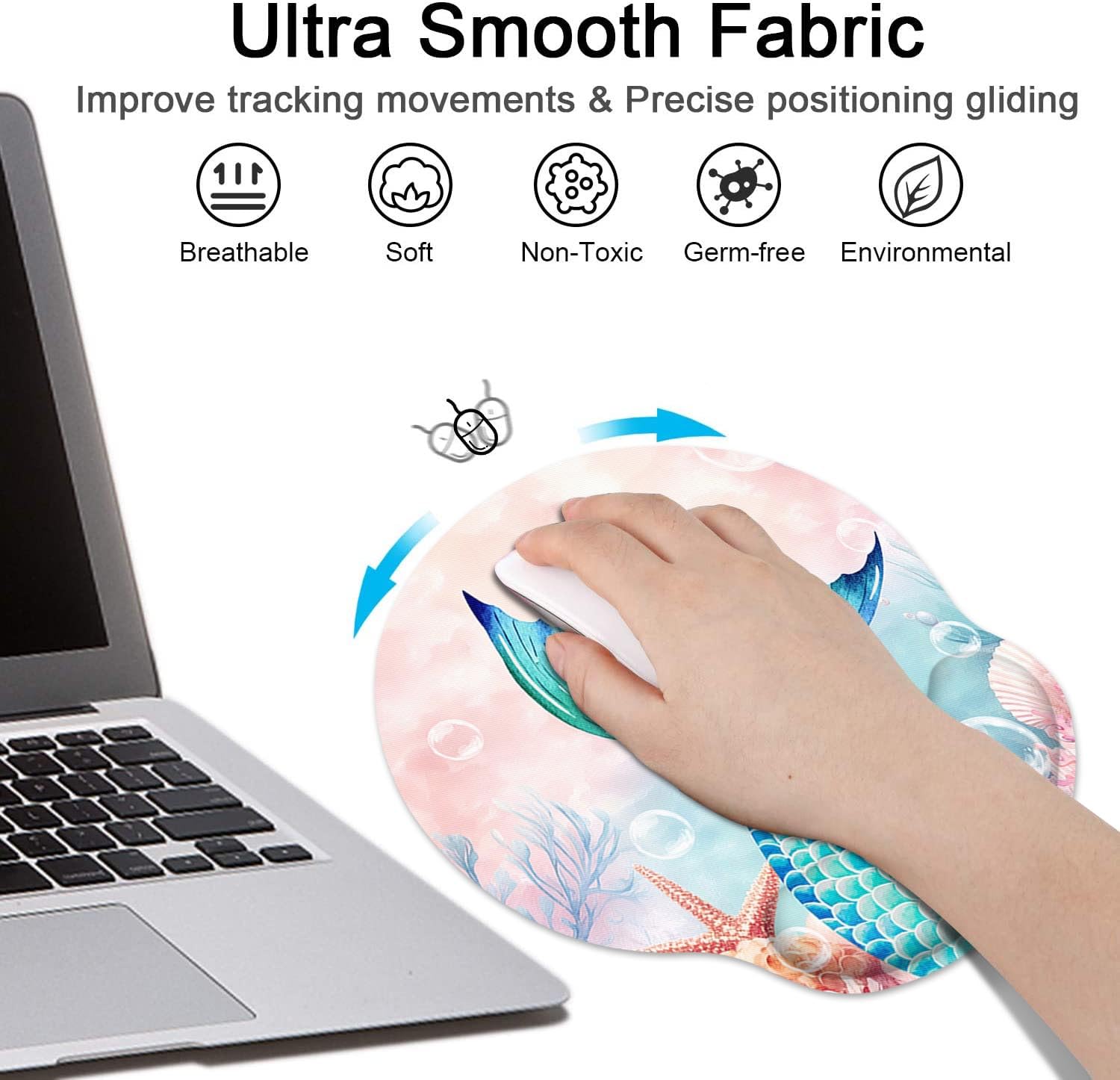 Britimes Ergonomic Mouse Pad Set with Wrist Rest, Mermaid Deep