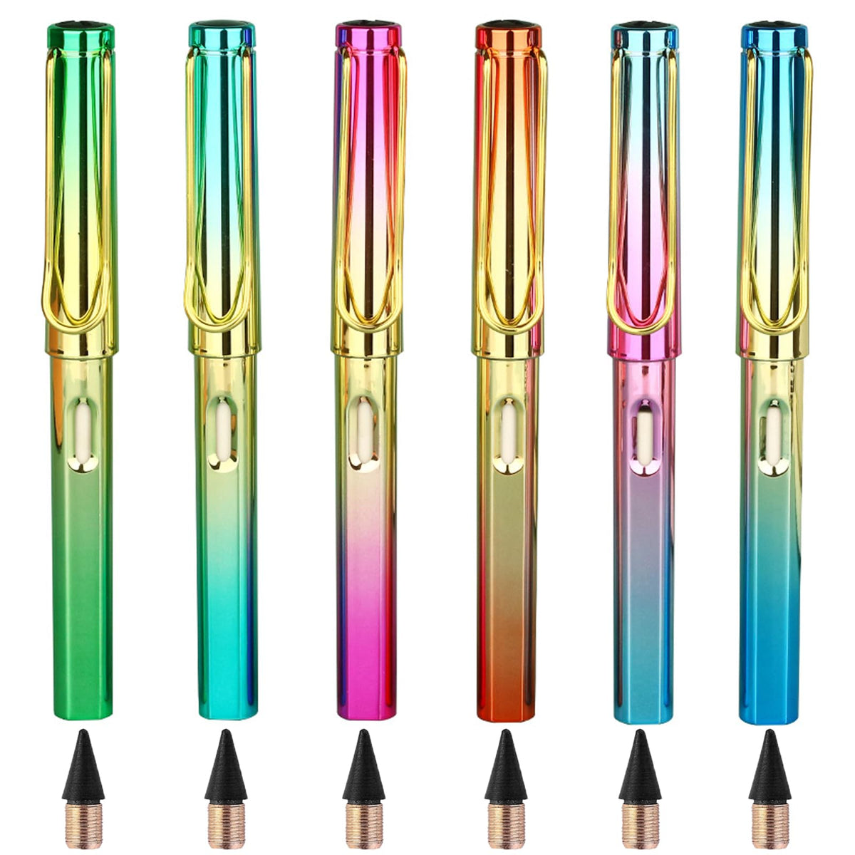 6 Pcs Inkless Eternal Pencils, Everlasting Infinity Magic Pencil with Eraser, Eternal Pencil For