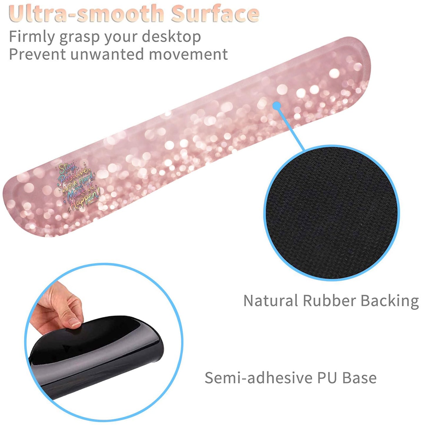 Keyboard Wrist Rest and Mouse Pad Wrist Support Set with Coasters,Stay Positive Work Hard and Make