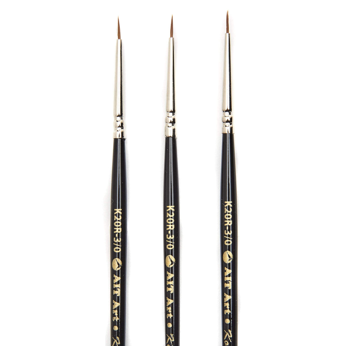 AIT Art Premium Round Detail Kolinsky Paint Brushes, Size 3/0, Pack of 3, Pure Russian Red Sable