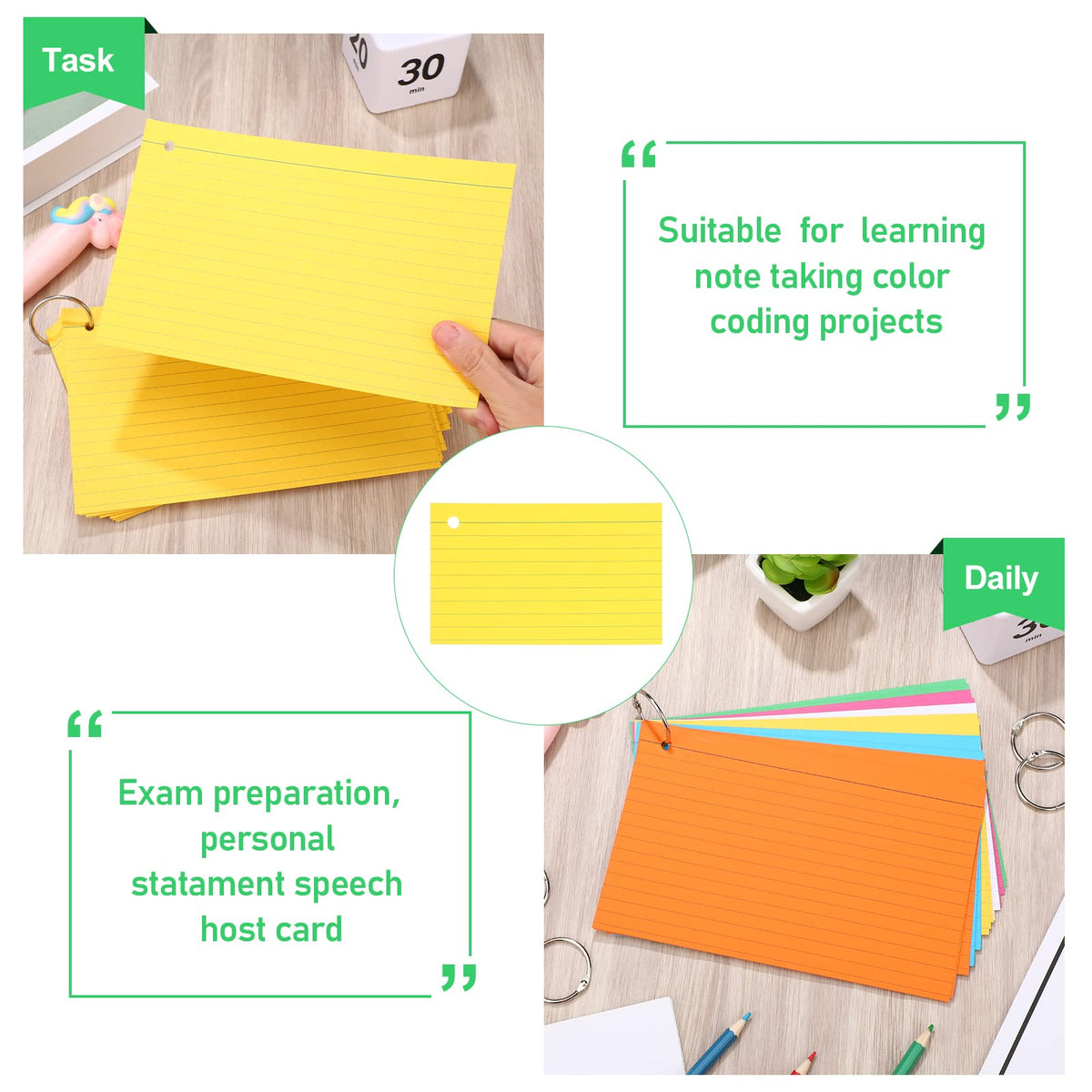 Leelosp 5 x 8 in Colored Index Cards, Study Flash Cards, Fresh Color