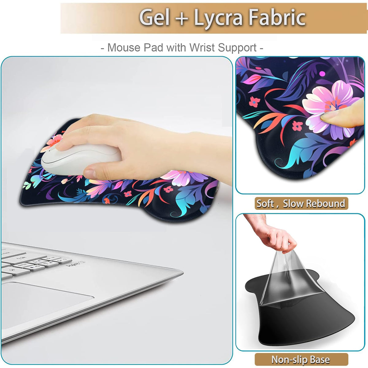 Keyboard Wrist Rest and Mouse Pad Wrist Support Set, Ergonomic Gel Mouse Pad Wrist Rest with