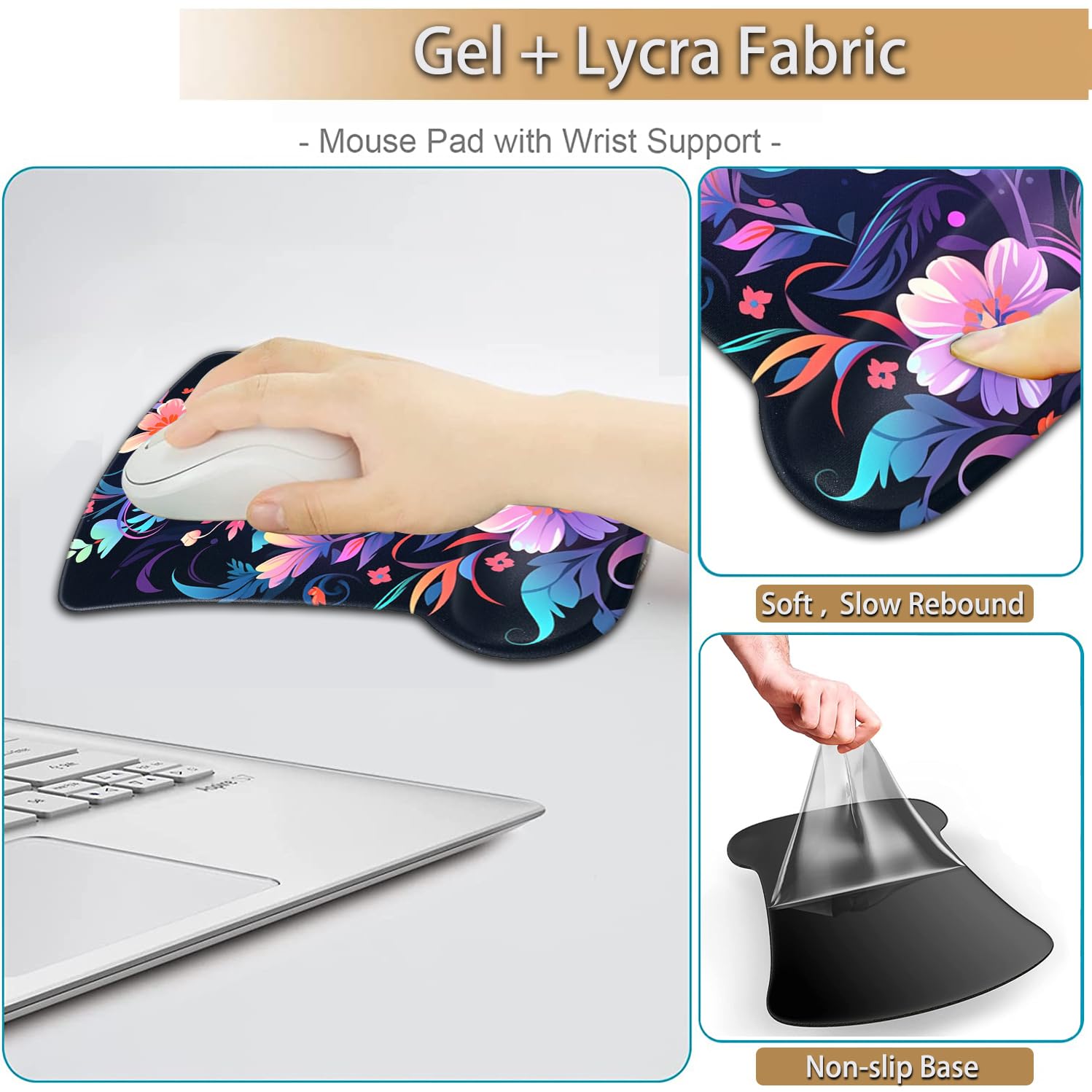 Keyboard Wrist Rest and Mouse Pad Wrist Support Set, Ergonomic Gel Mouse Pad Wrist Rest with