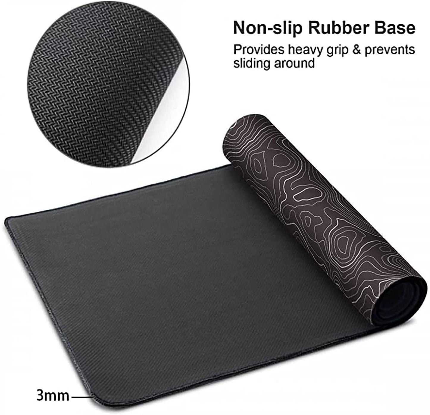 Large Mouse Pad Mat 35x17 Inch, XXXL Gaming Mouse Pad Topographic Map Lines