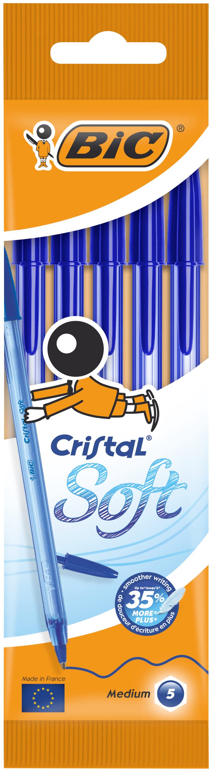 BIC cristal soft Ballpoint Pens - 0.4 mm-Blue-Pack of 4-a