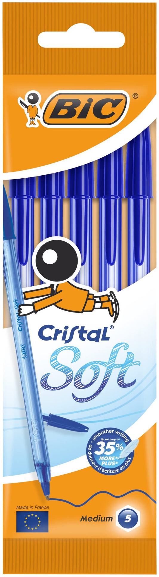 BIC cristal soft Ballpoint Pens - 0.4 mm-Blue-Pack of 4-a